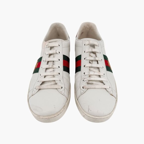 Gucci Bee Embroidered Ace Low Top Sneakers White Leather Size 39 US 9 Women's - Picture 3 of 15